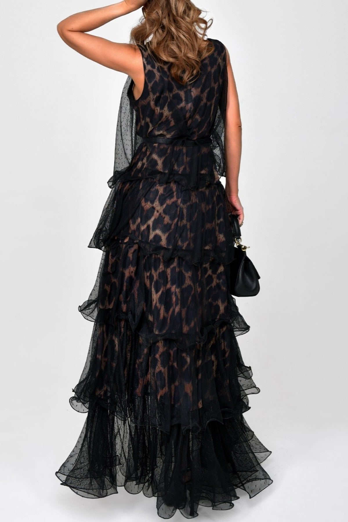 Gitana Leopard Belted Sleeveless Maxi Dress