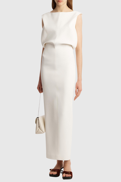 Godota Sleeveless Satin Maxi Dress - White