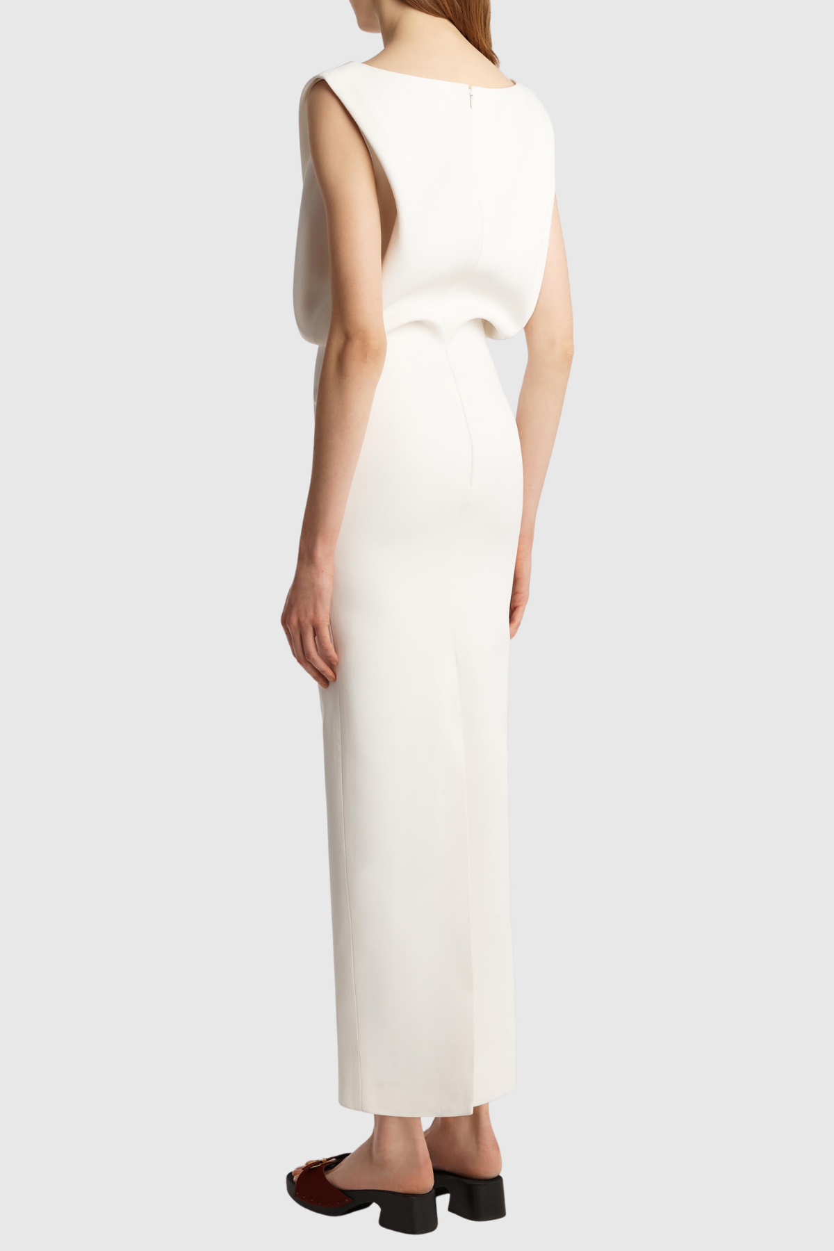 Godota Sleeveless Satin Maxi Dress - White