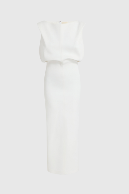 Godota Sleeveless Satin Maxi Dress - White