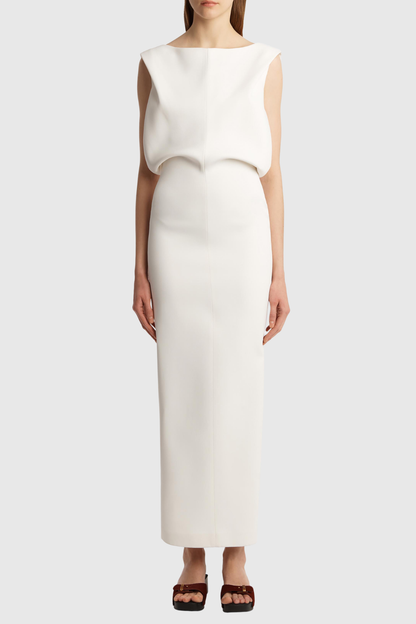 Godota Sleeveless Satin Maxi Dress - White
