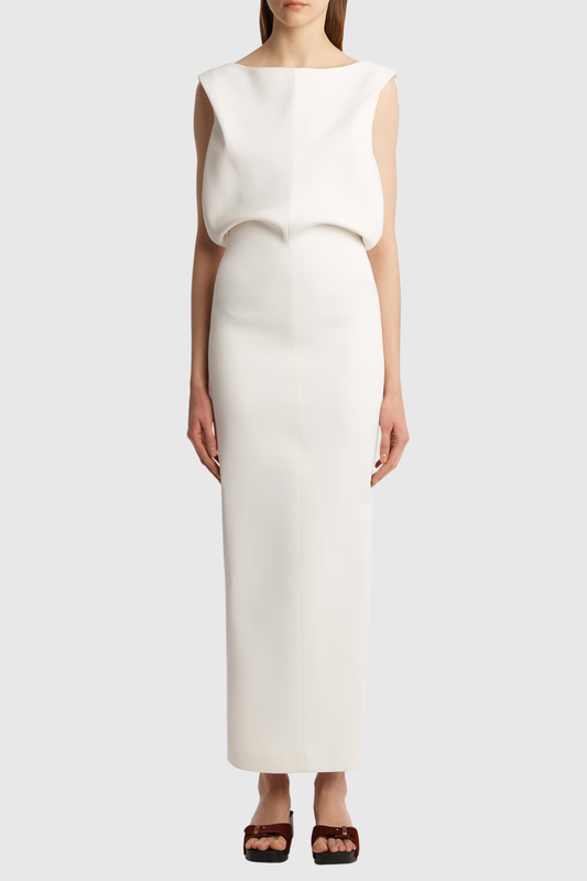 Godota Sleeveless Satin Maxi Dress - White