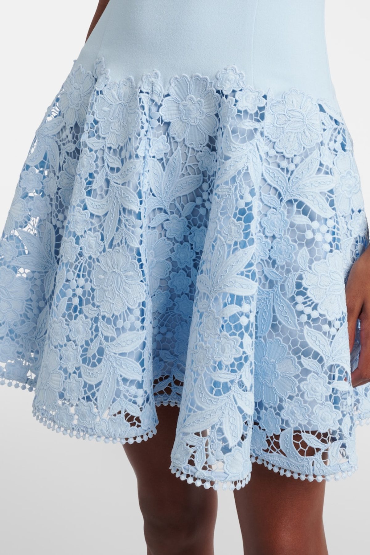 Golnar Crystal Trim Floral Lace Mini Dress