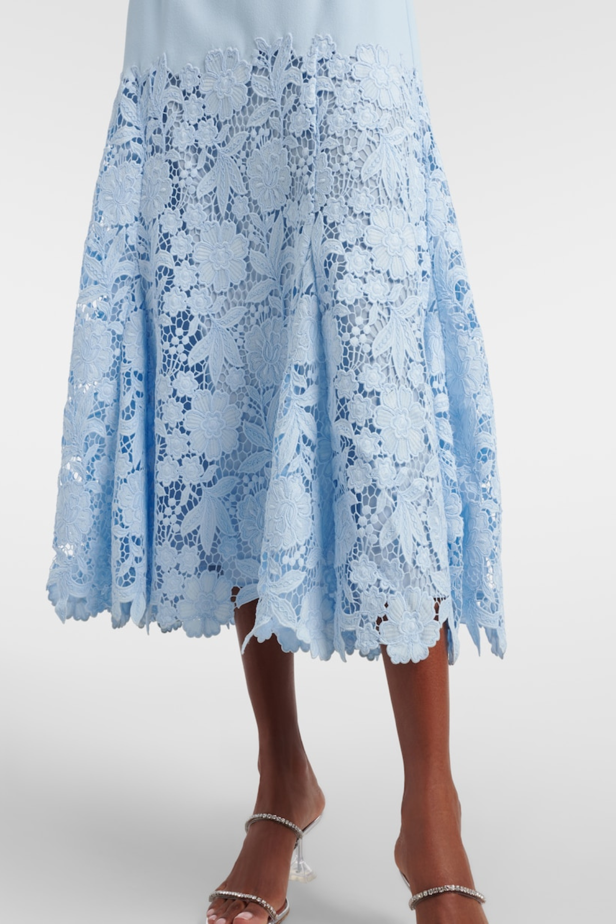 Golnar Floral Lace Belted Midi Dress