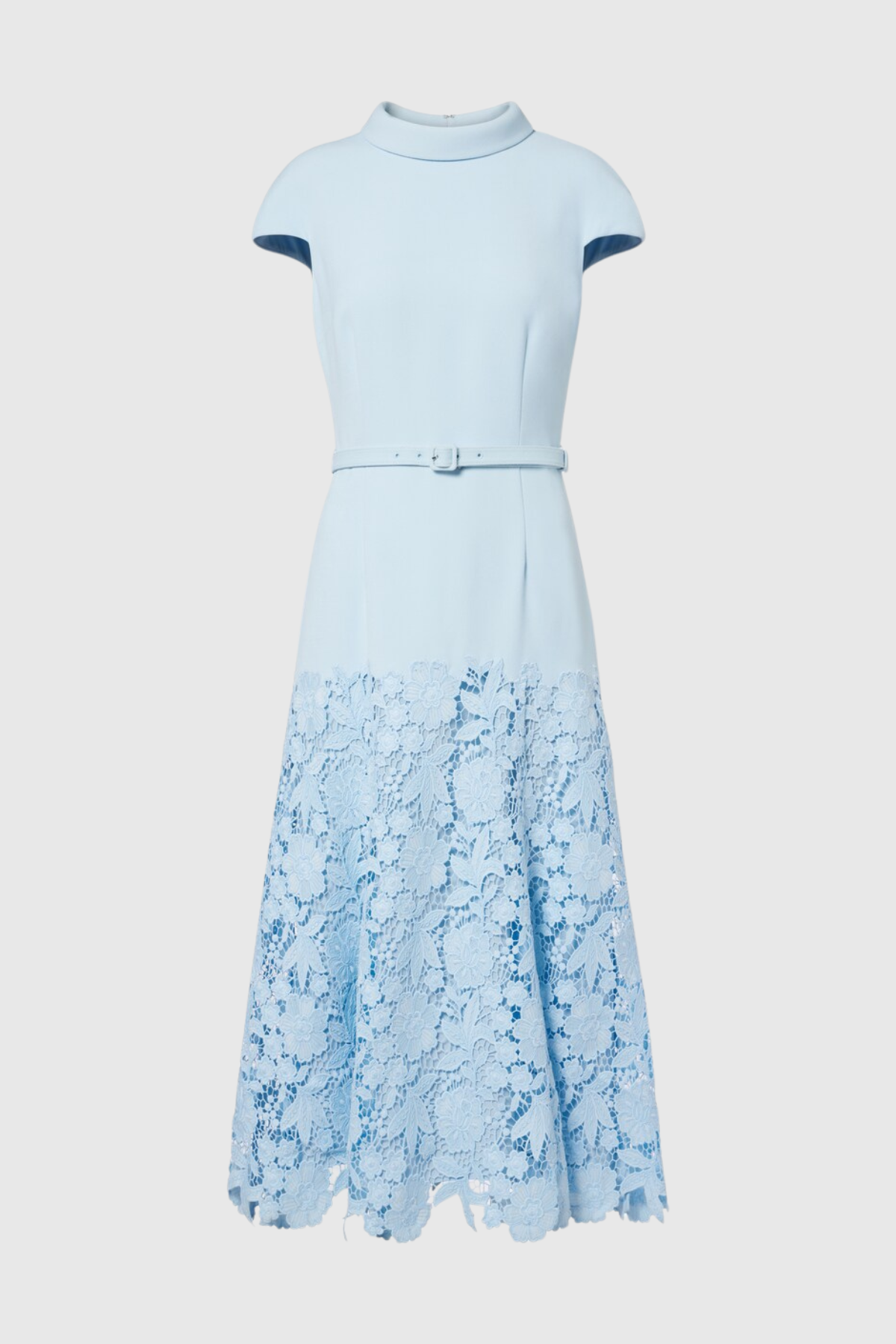 Golnar Floral Lace Belted Midi Dress
