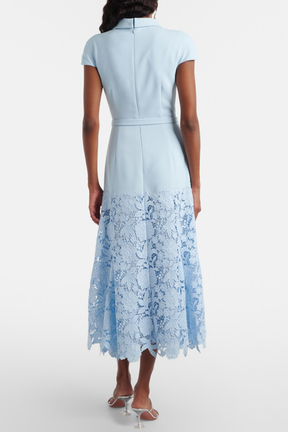 Golnar Floral Lace Belted Midi Dress