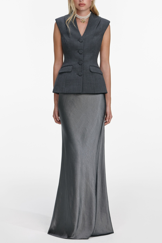 Gradya Vest & Satin Maxi Skirt Set