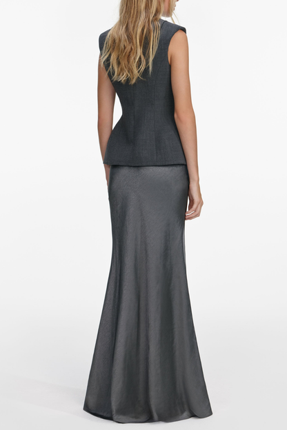 Gradya Vest & Satin Maxi Skirt Set