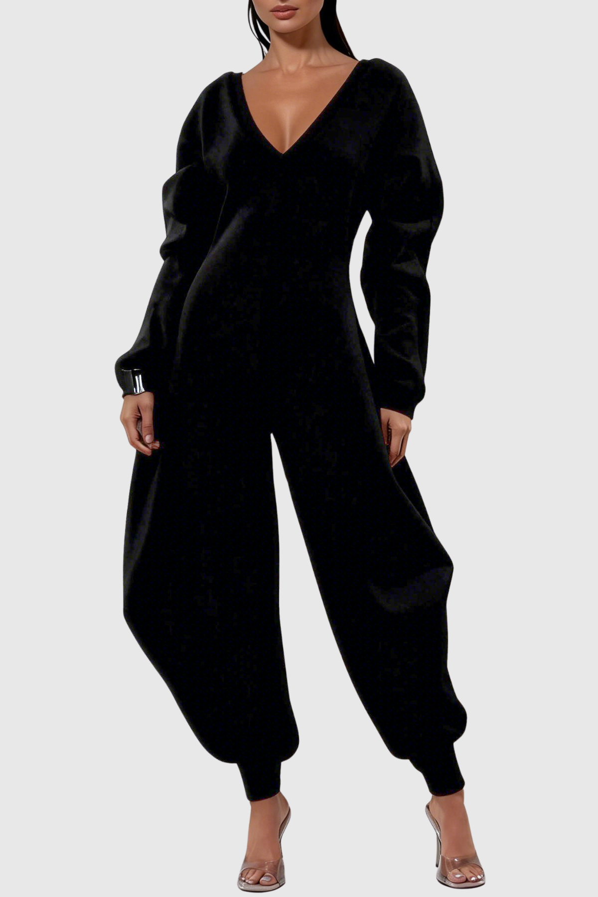 Granvia V-neck Curve Jumpsuit - Black