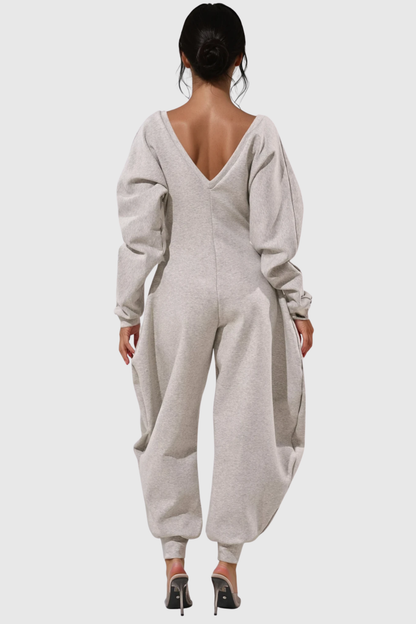 Granvia V-neck Curve Jumpsuit - Grey