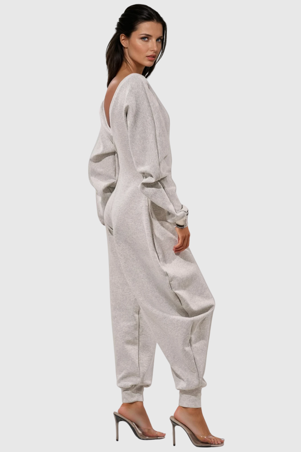 Granvia V-neck Curve Jumpsuit - Grey