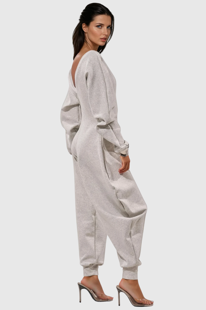Granvia V-neck Curve Jumpsuit - Grey
