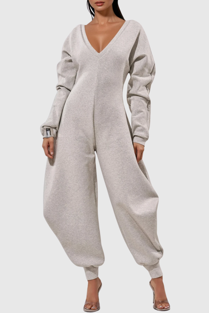 Granvia V-neck Curve Jumpsuit - Grey