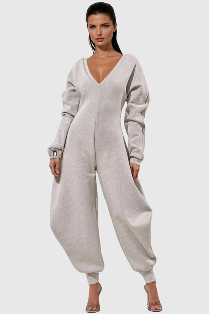 Granvia V-neck Curve Jumpsuit - Grey