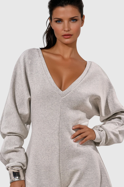 Granvia V-neck Curve Jumpsuit - Grey