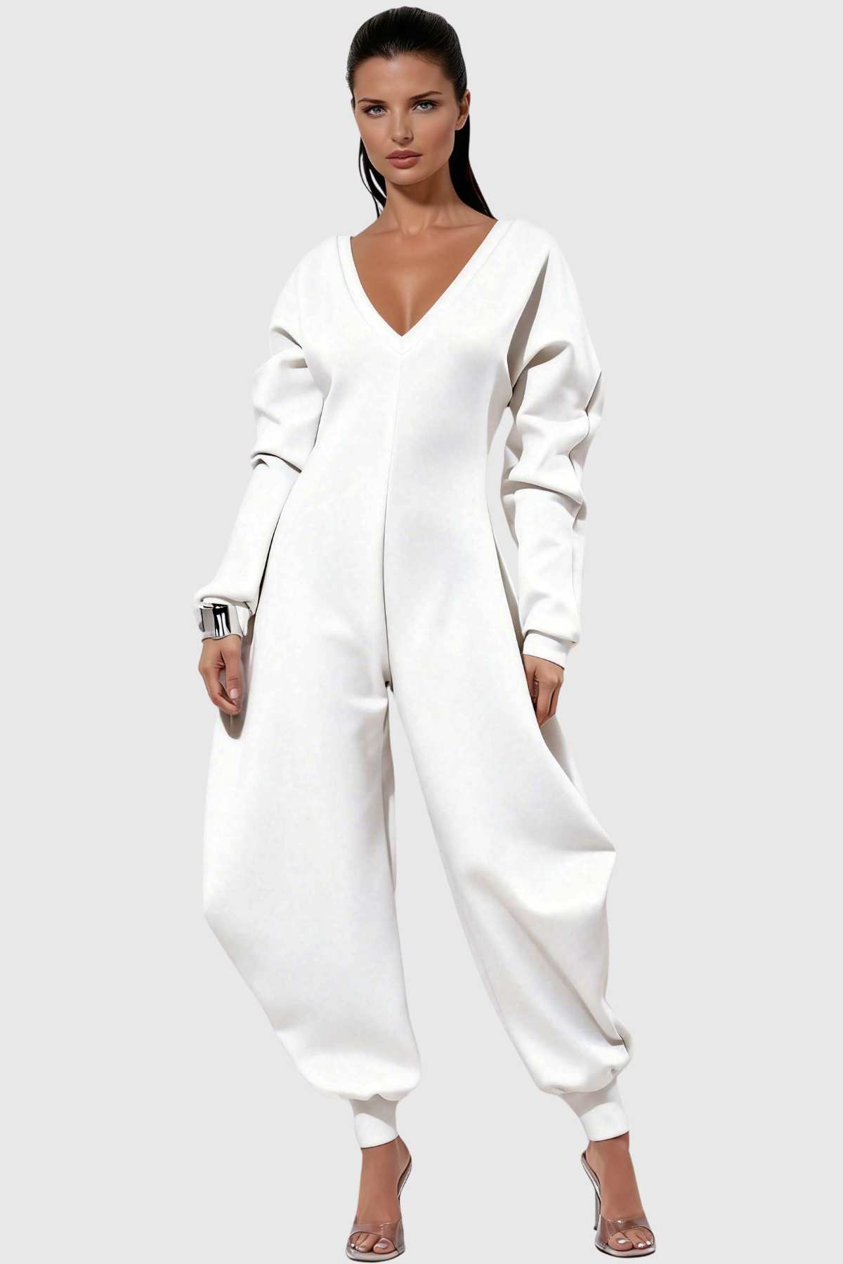 Granvia V-neck Curve Jumpsuit - White