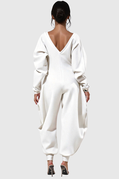 Granvia V-neck Curve Jumpsuit - White