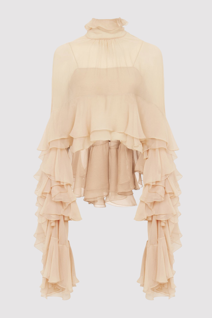 Graya Ruffle Blouse - Nude