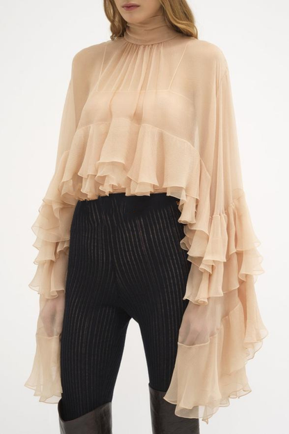 Graya Ruffle Blouse - Nude