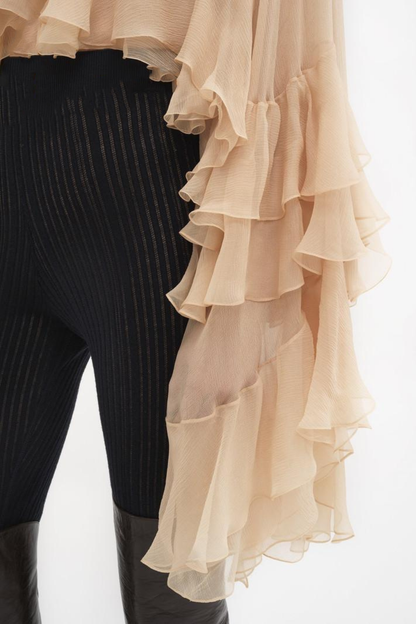 Graya Ruffle Blouse - Nude
