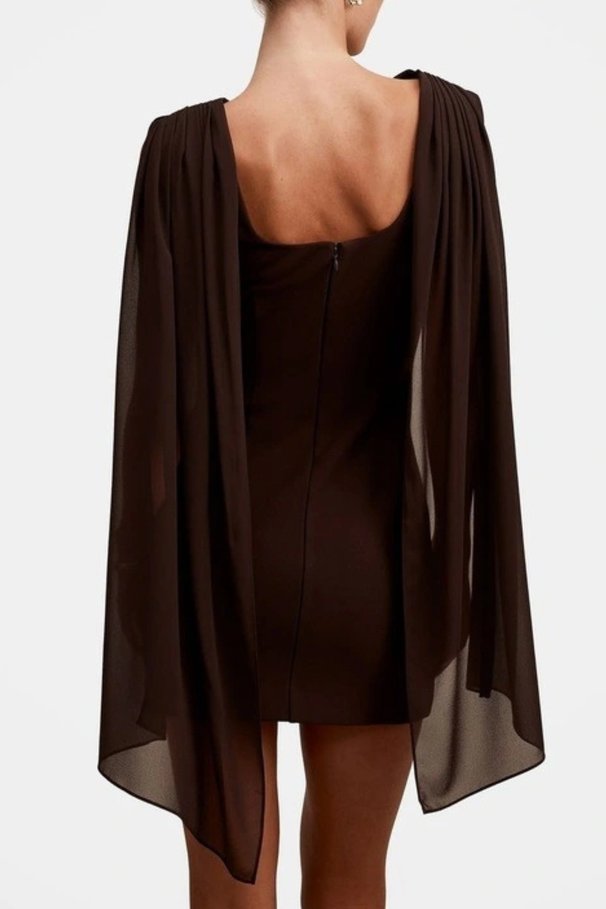 Grayse Shawl Draped Mini Dress - Brown
