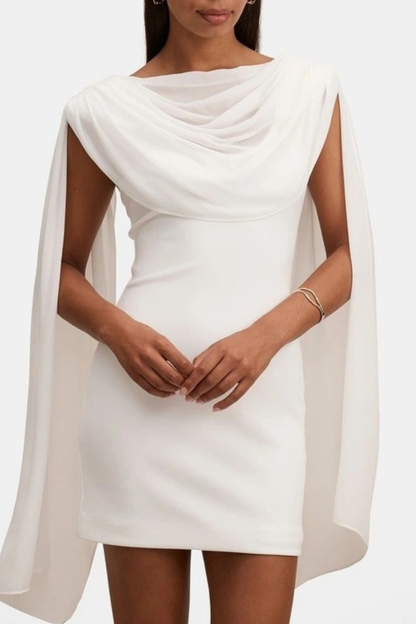 Grayse Shawl Draped Mini Dress - White