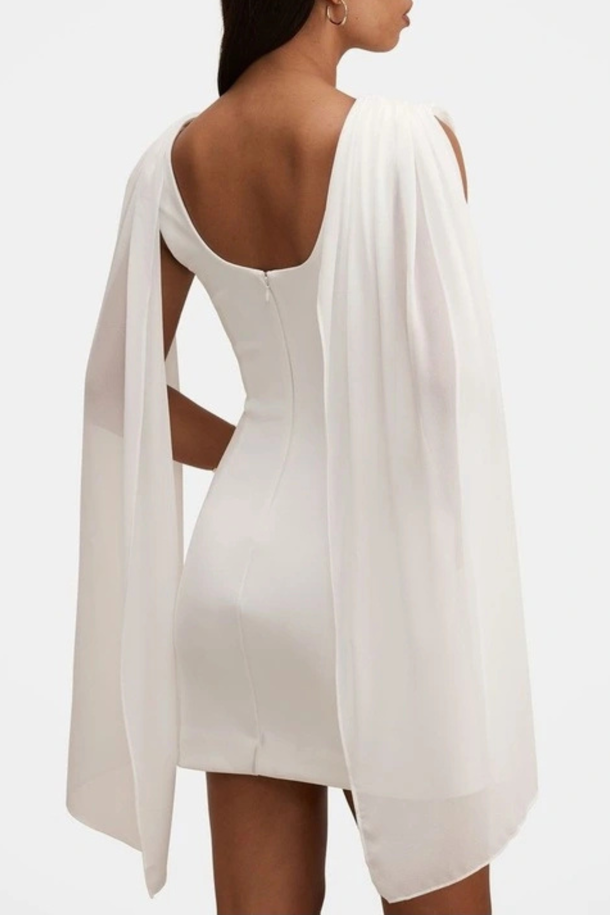 Grayse Shawl Draped Mini Dress - White