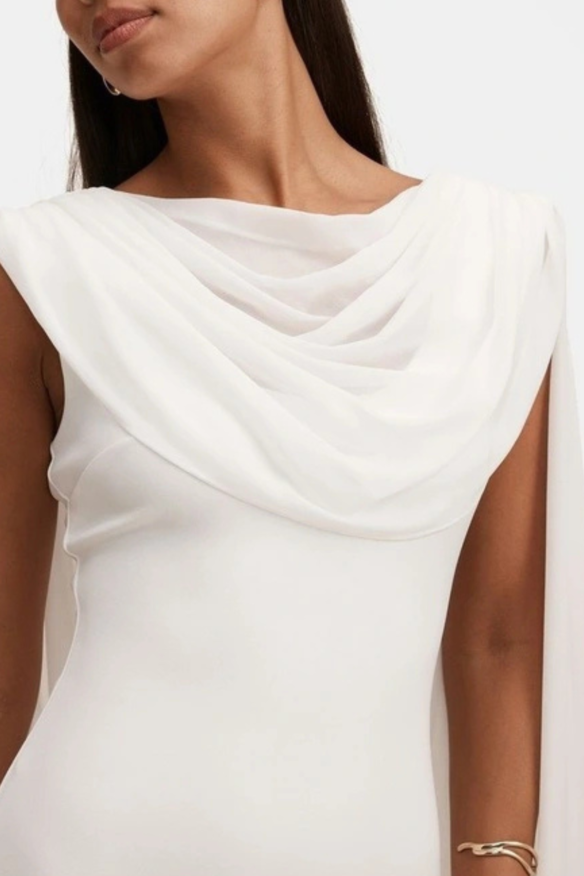 Grayse Shawl Draped Mini Dress - White