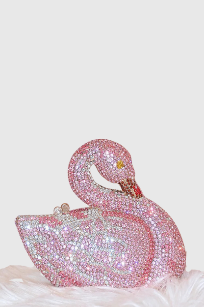 Griffin Goose Rhinestone Clutch - Pink