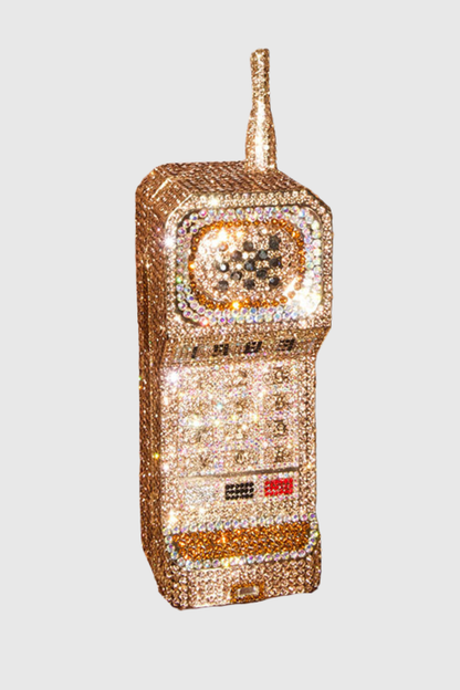 Griffin Phone Rhinestone Clutch - Gold
