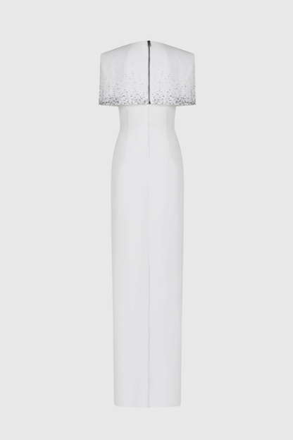 Guine Crystal Embellished Cape Maxi Dress