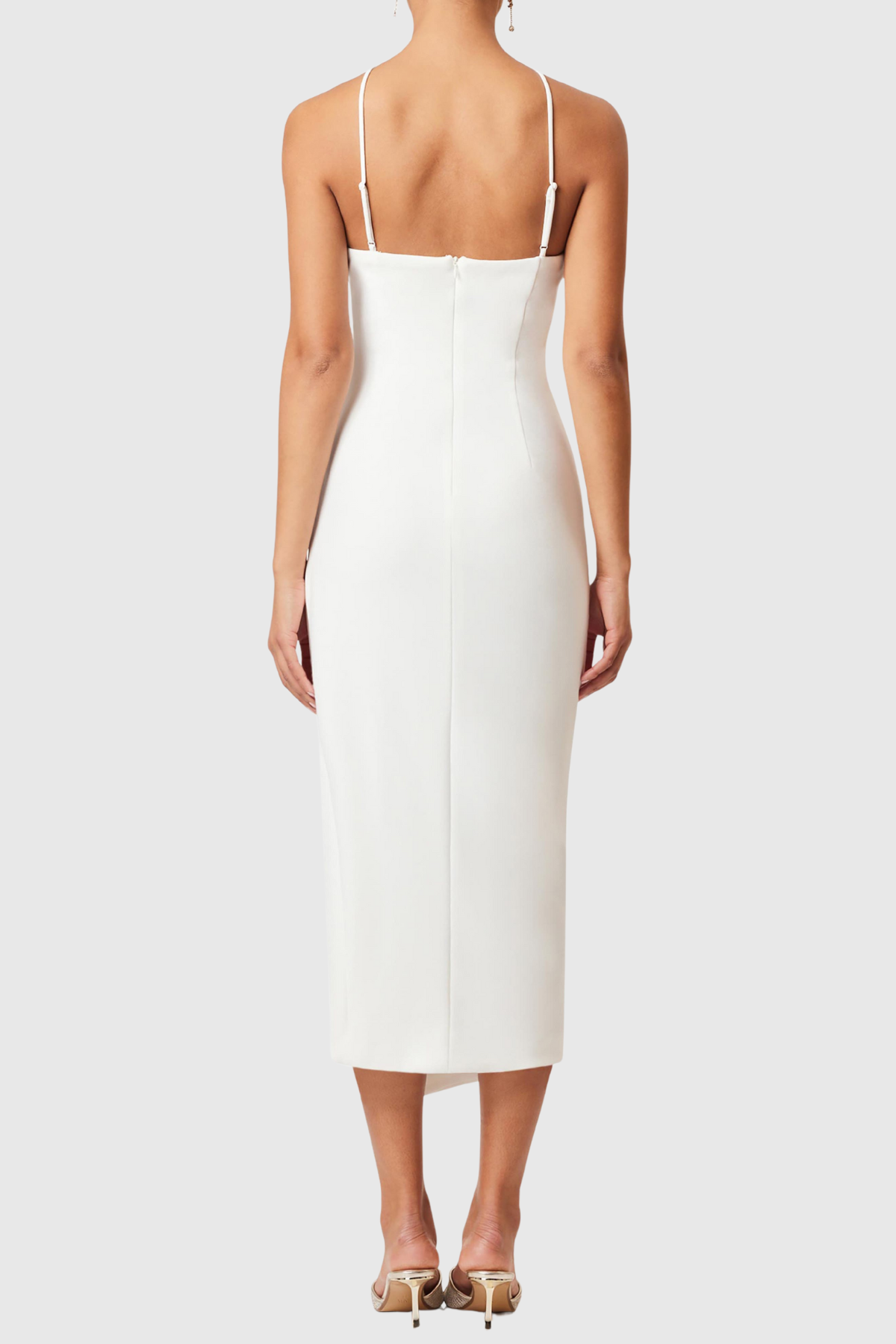 Guso Halter Floral Appliqué Midi Dress - White