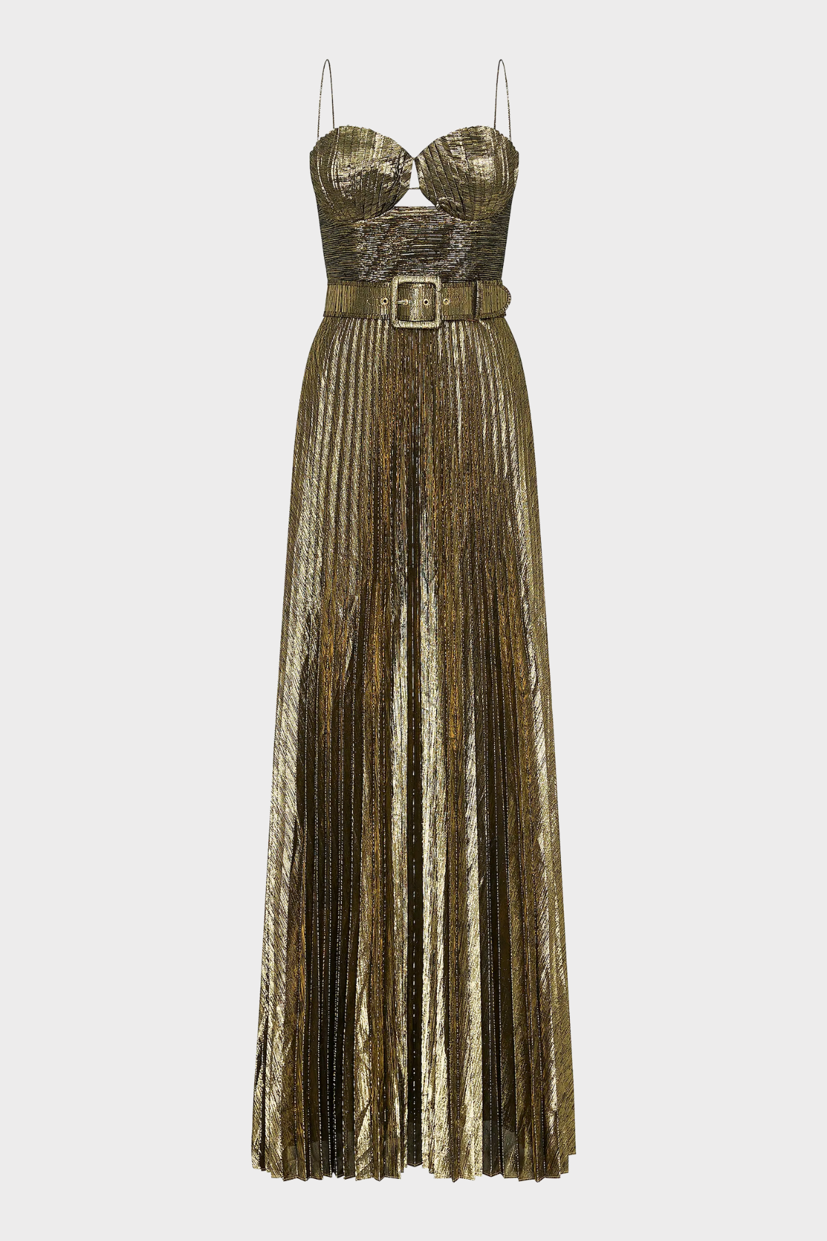 Gustav Metallic Gold Pleated Maxi Dress