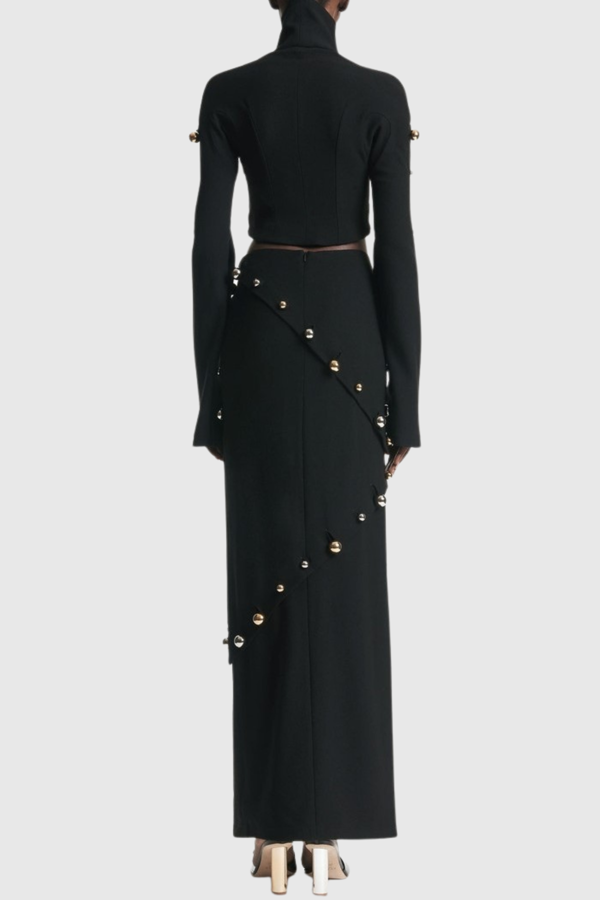 Gwyly Buttoned Embellished Top & Skirt Set