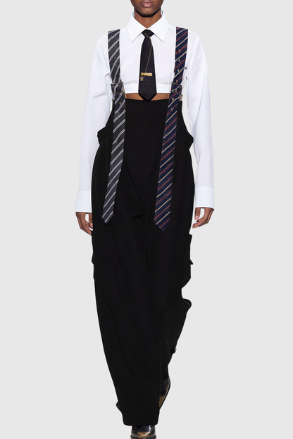 Hadye Tie Cargo Overalls - Black