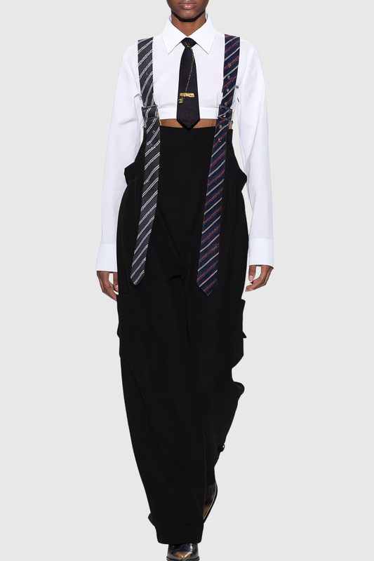 Hadye Tie Cargo Overalls - Black