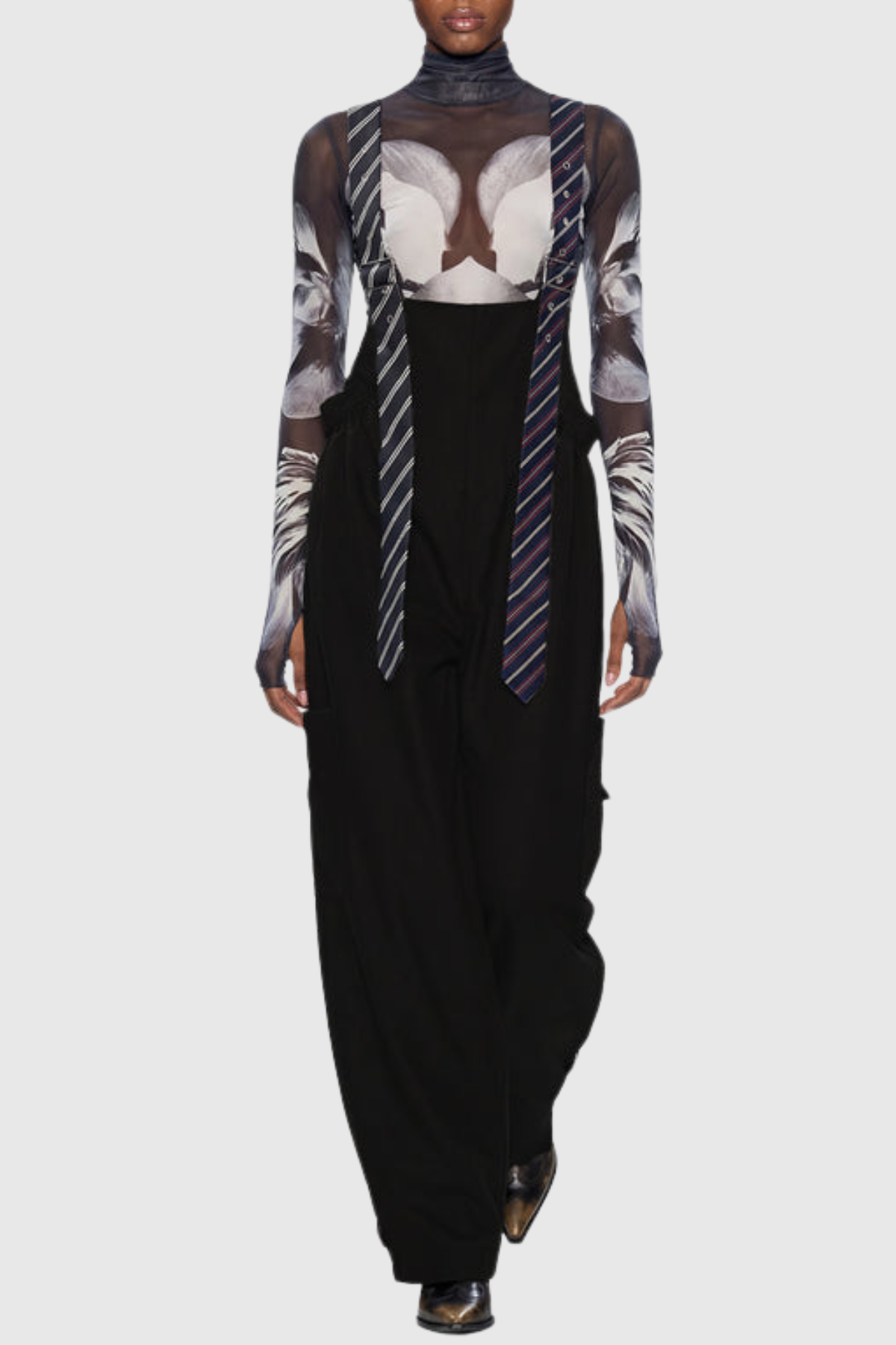 Hadye Tie Cargo Overalls - Black