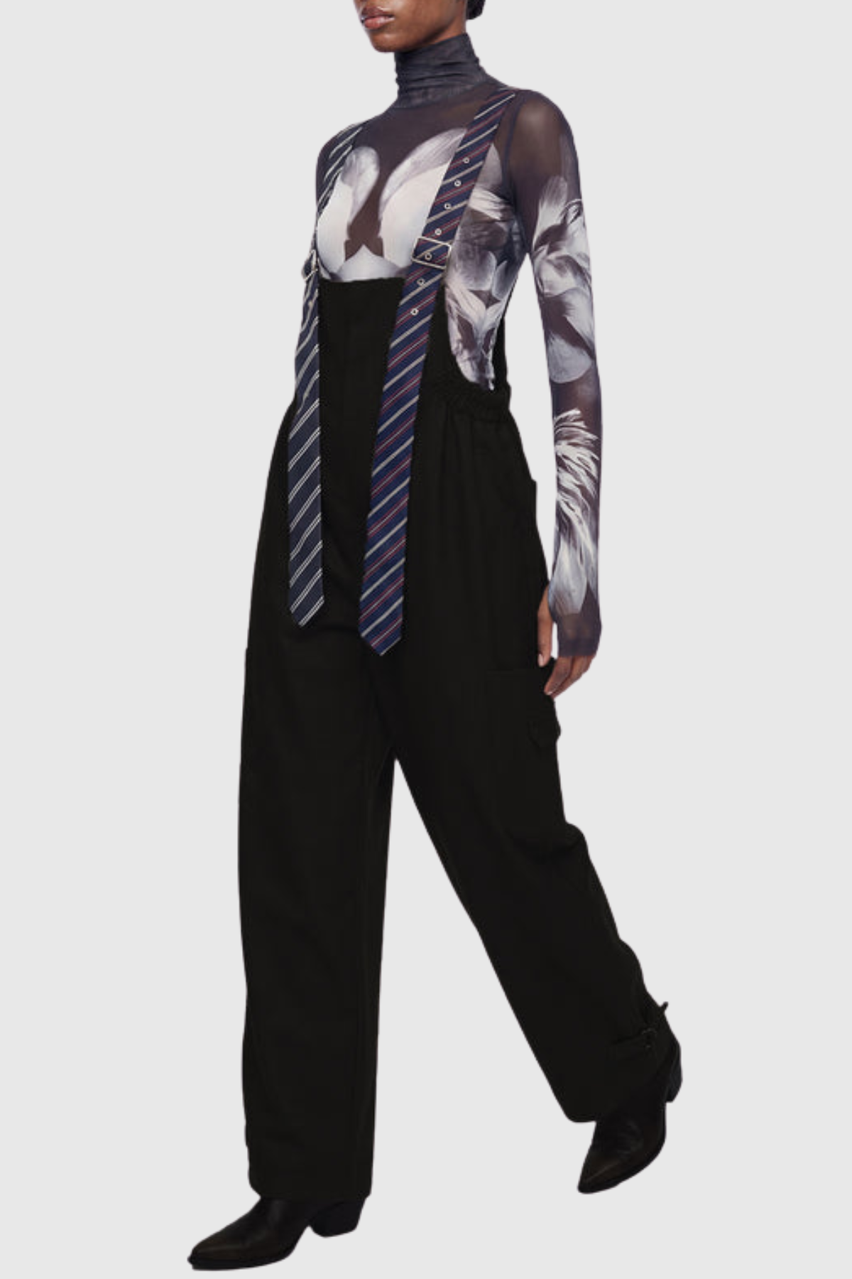 Hadye Tie Cargo Overalls - Black
