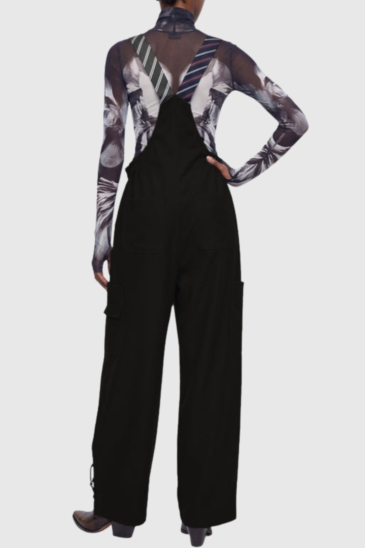 Hadye Tie Cargo Overalls - Black
