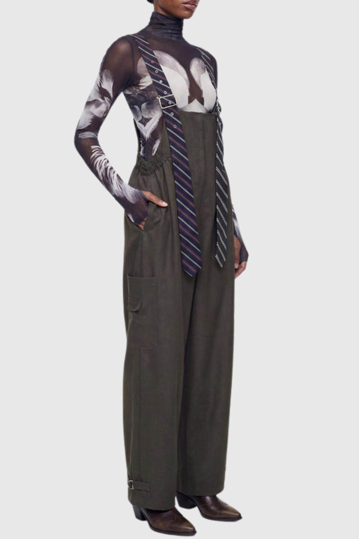 Hadye Tie Cargo Overalls - Green
