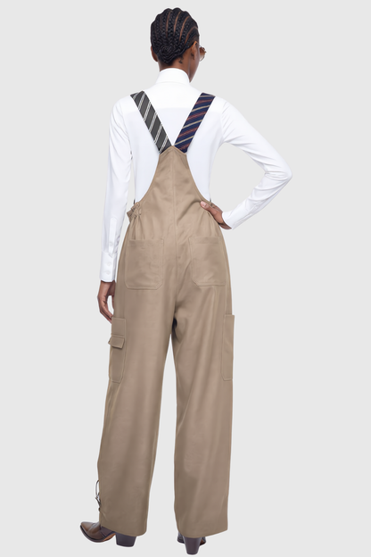 Hadye Tie Cargo Overalls - Khaki