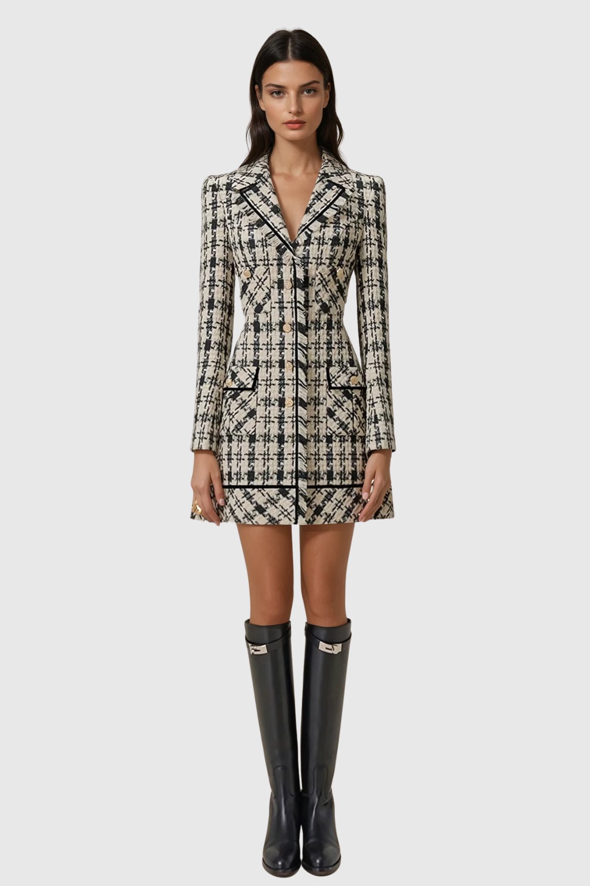 Halea Houndstooth Tweed Mini Dress