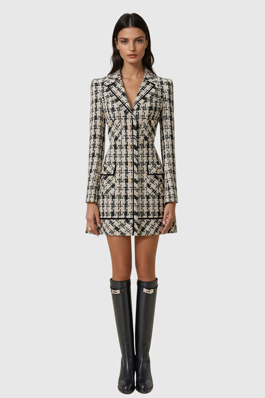 Halea Houndstooth Tweed Mini Dress