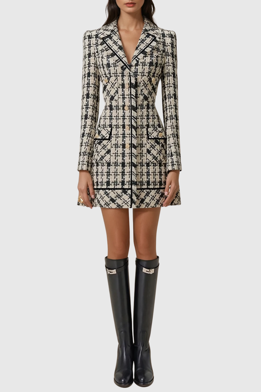 Halea Houndstooth Tweed Mini Dress