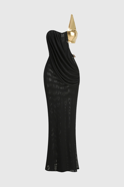 Halra One Shoulder Asymmetric Cutout Maxi Dress