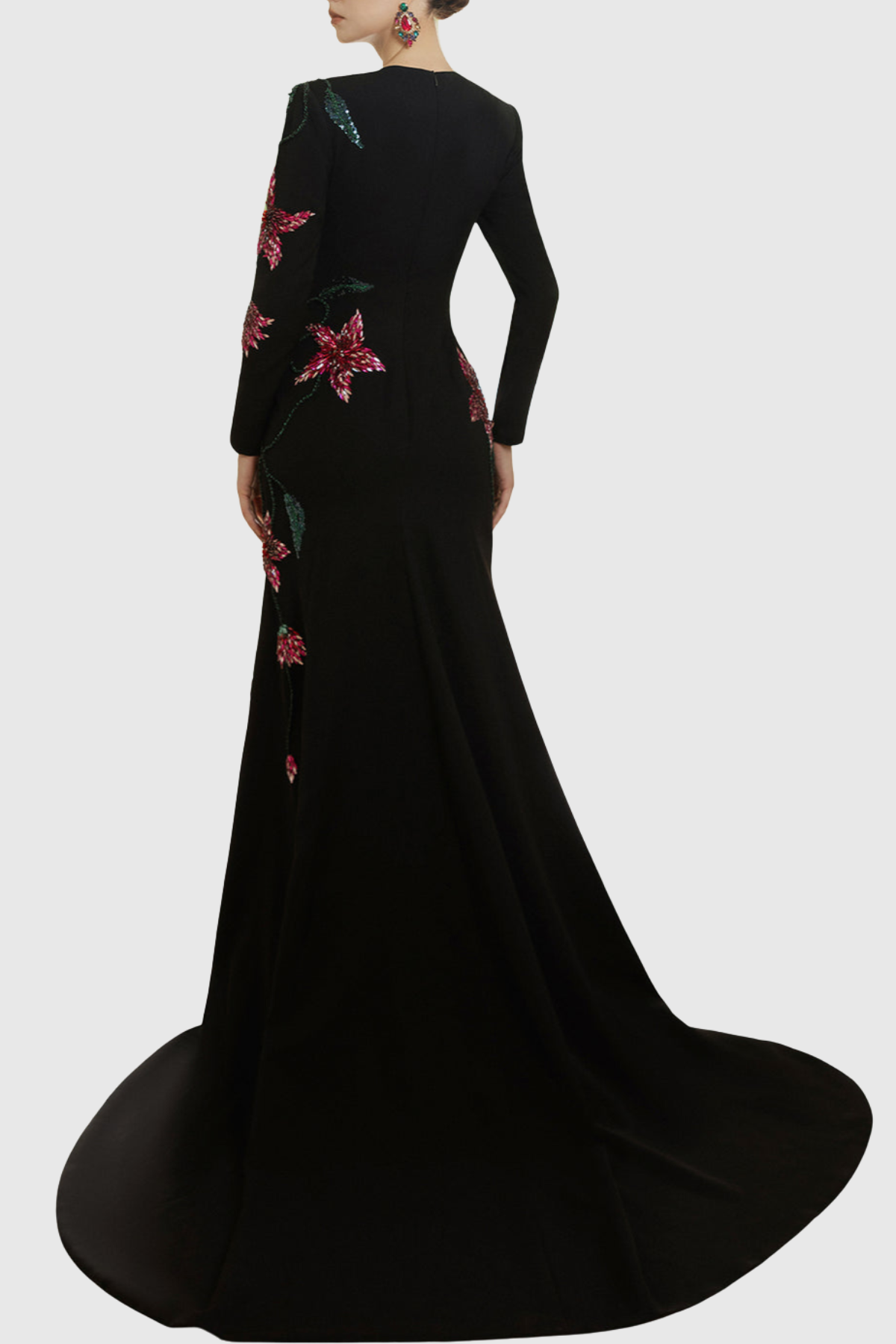 Hamza Floral Crystal Embroidered Mermaid Maxi Dress