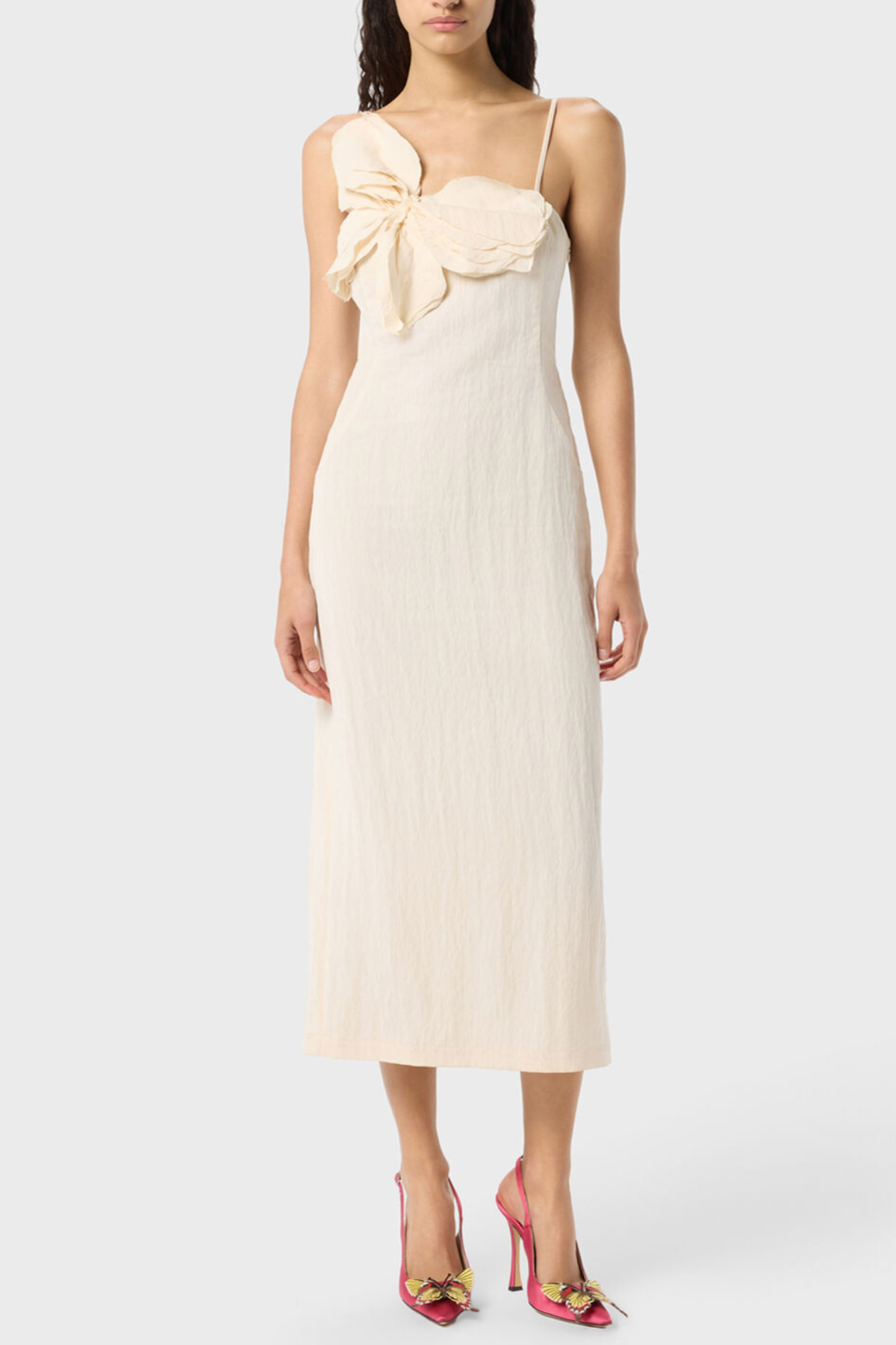 Hanara Floral Appliqué Midi Dress