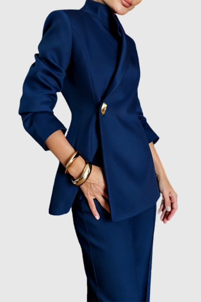 Hanka Metal Embellished Blazer & Pants Set - Black