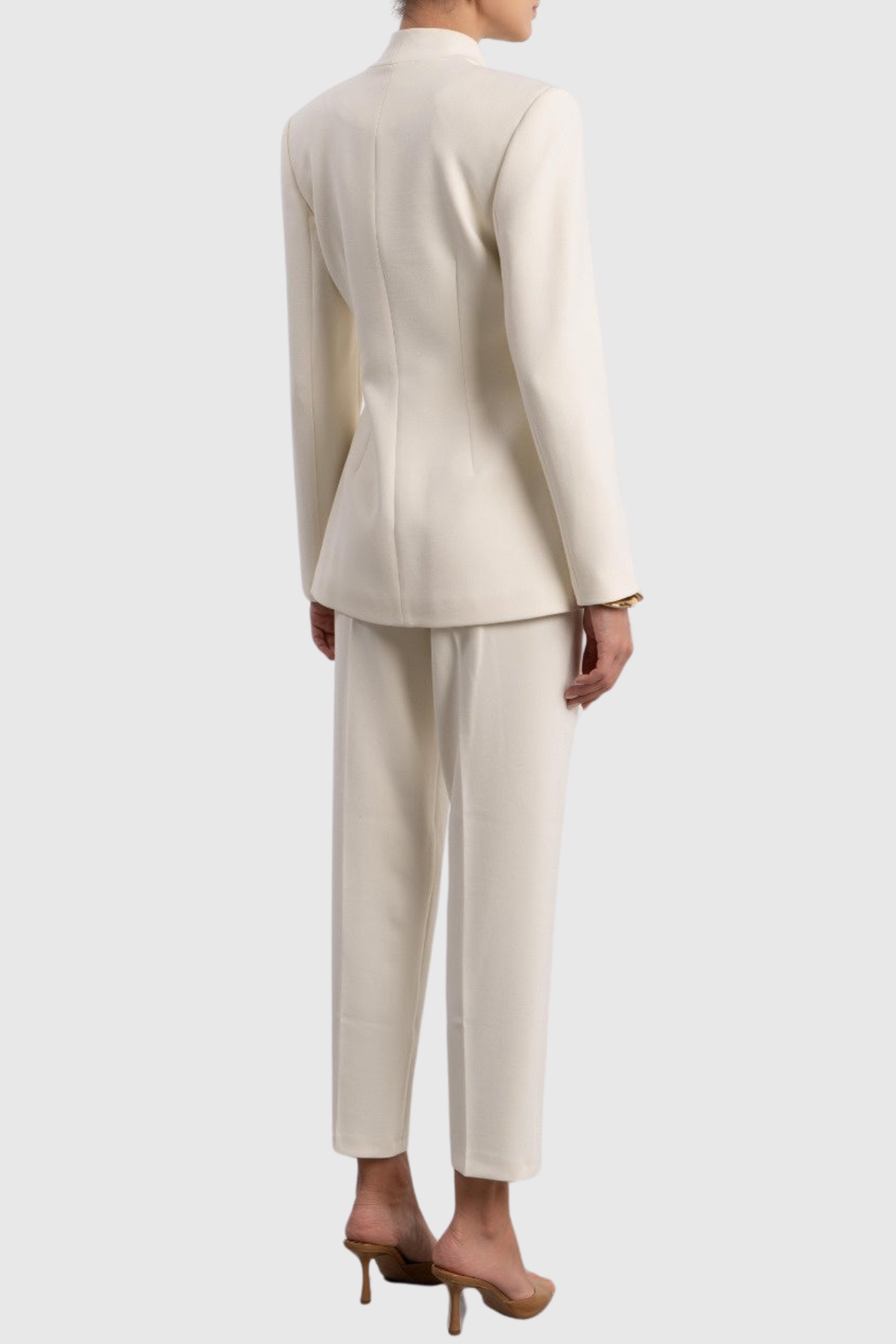 Hanka Metal Embellished Blazer & Pants Set - White