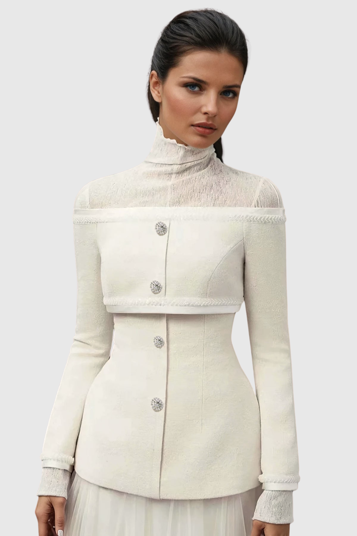 Hapeia Off Shoulder Tweed Jacket
